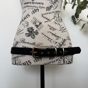Black & Gold Fabric Belt - Size Large